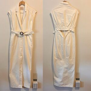 ASOS 8 Women’s Cream Button-Down Maxi Belted Dress